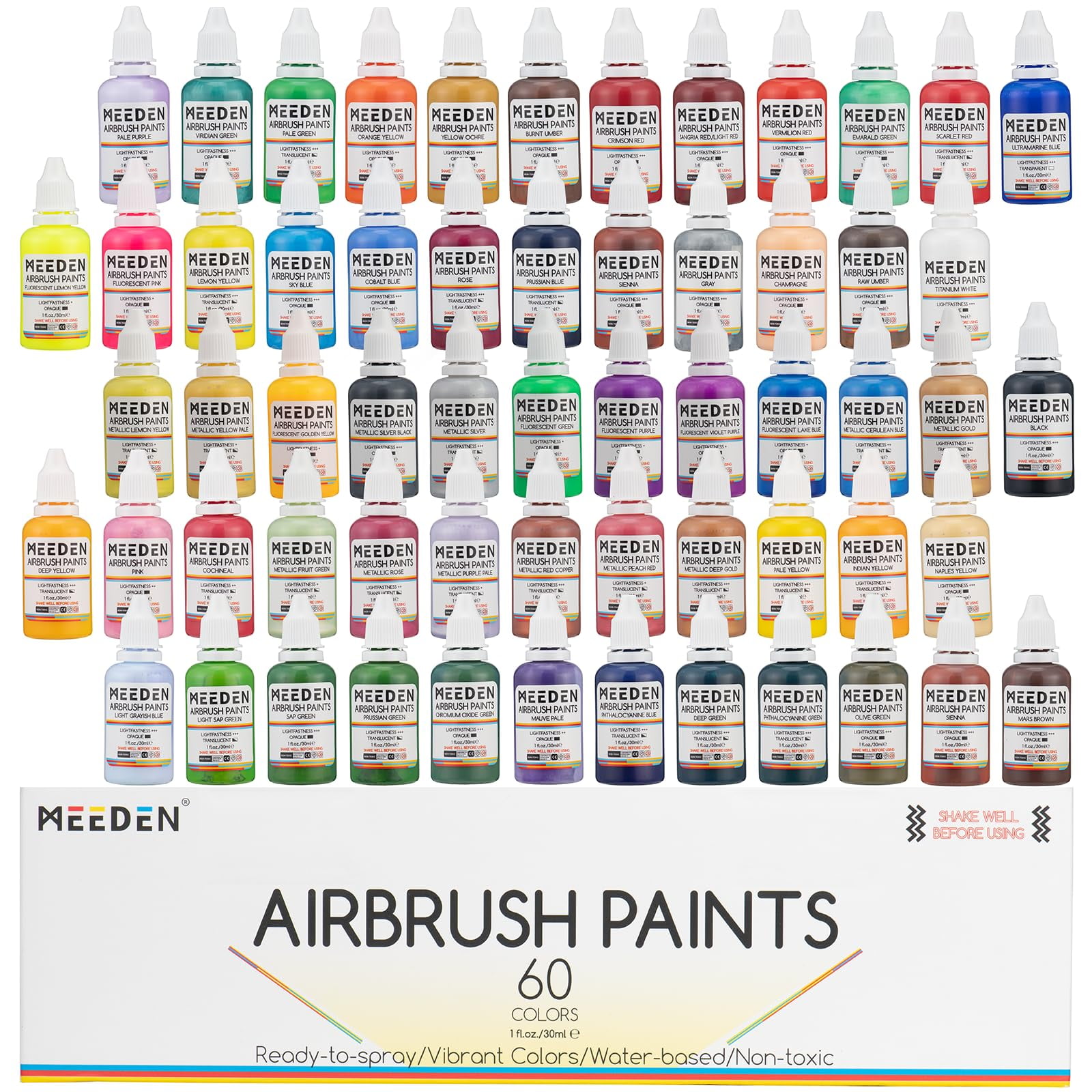24 Color Acrylic Airbrush Paint Set - Opaque Colors - Reducer, Cleaner - 1  oz. Bottles, 24 Opaque Acrylic Set - Harris Teeter
