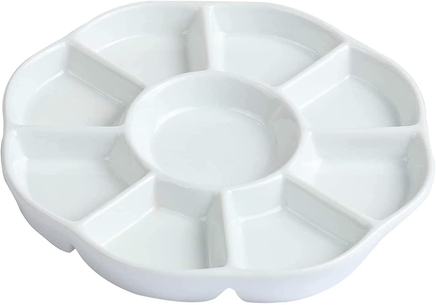 MEEDEN 9 Well Round Ceramic Paint Palette, Porcelain Watercolor Palette