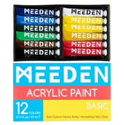 MEEDEN Acrylic Paint Set, 12 x 22ml Artist Acrylic Paint Tubes Set, Art Painting Supplies for Artist, Adults, Kids, Beginners