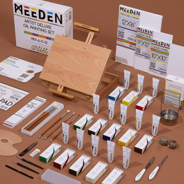 MEEDEN Professional Artist Grade Oil Painting Set with Starter Wooden