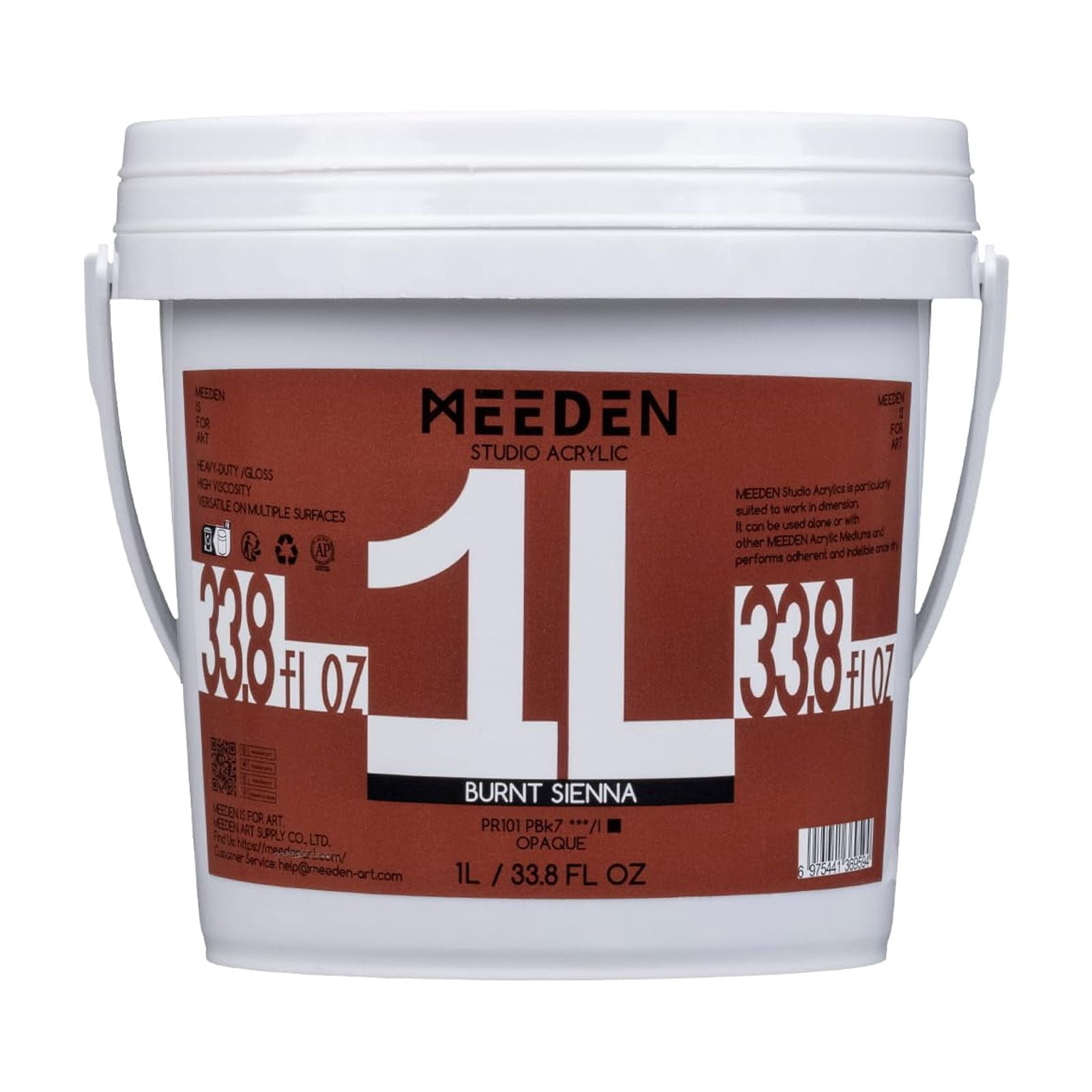 MEEDEN Burnt Sienna Acrylic Paint, Heavy Body Acrylic Paint, Extra-Large 1 L /33.8 oz Non-Toxic Acrylic Paint, Professional Artist Acrylic Paint for Adults Painting on Canvas, Wall, Wood, Stone