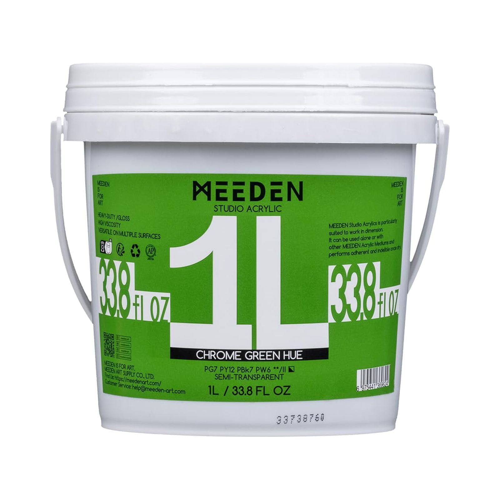 MEEDEN Chrome Green Hue Acrylic Paint, Heavy Body Acrylic Paint, Extra-Large 1 L /33.8 oz Non-Toxic Acrylic Paint, Professional Artist Acrylic Paint for Adults Painting on Canvas, Wall, Wood, Stone