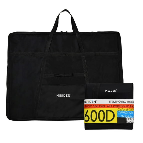 MEEDEN Large Art Portfolio Case 32" X 42" Water-proof, 600D Oxford Cloth, Art Portfolio Bag Black, Portfolio Folder for Artwork for Artwork, Drawing, Canvas, Photography, Poster, Solar Panel