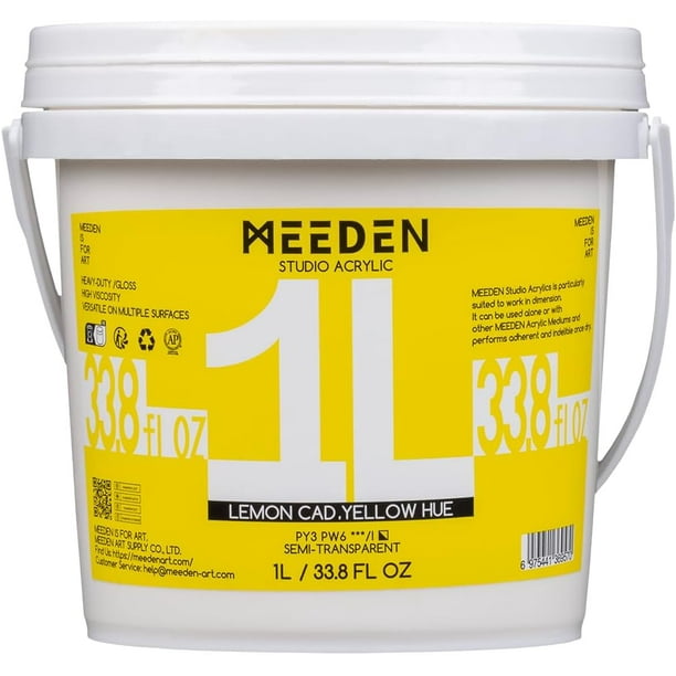 MEEDEN Lemon Cad Yellow Hue Acrylic Paint, Heavy Body, Gloss Finish