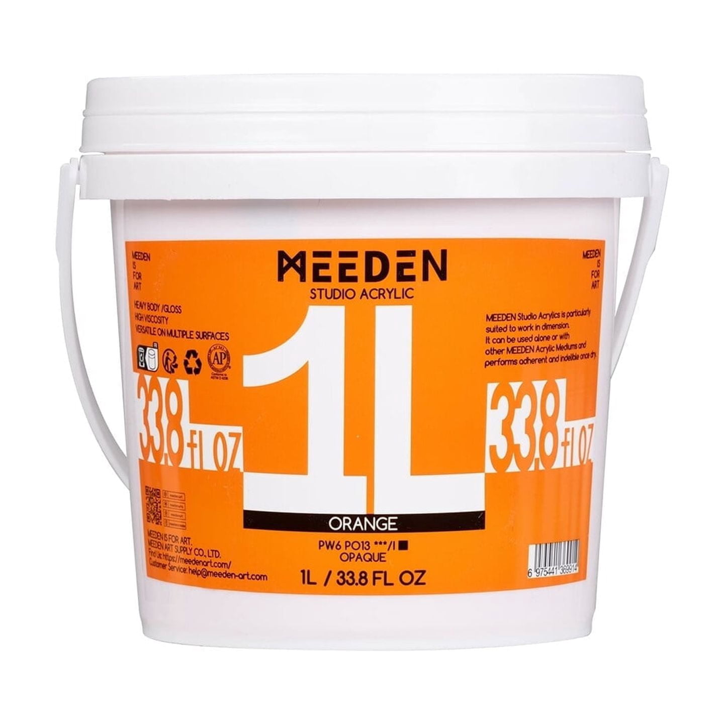 MEEDEN Orange Acrylic Paint: 1 L /33.8 oz Heavy Body Gloss Non-Toxic - Art Paints for Canvas, Wood, Craft Painting