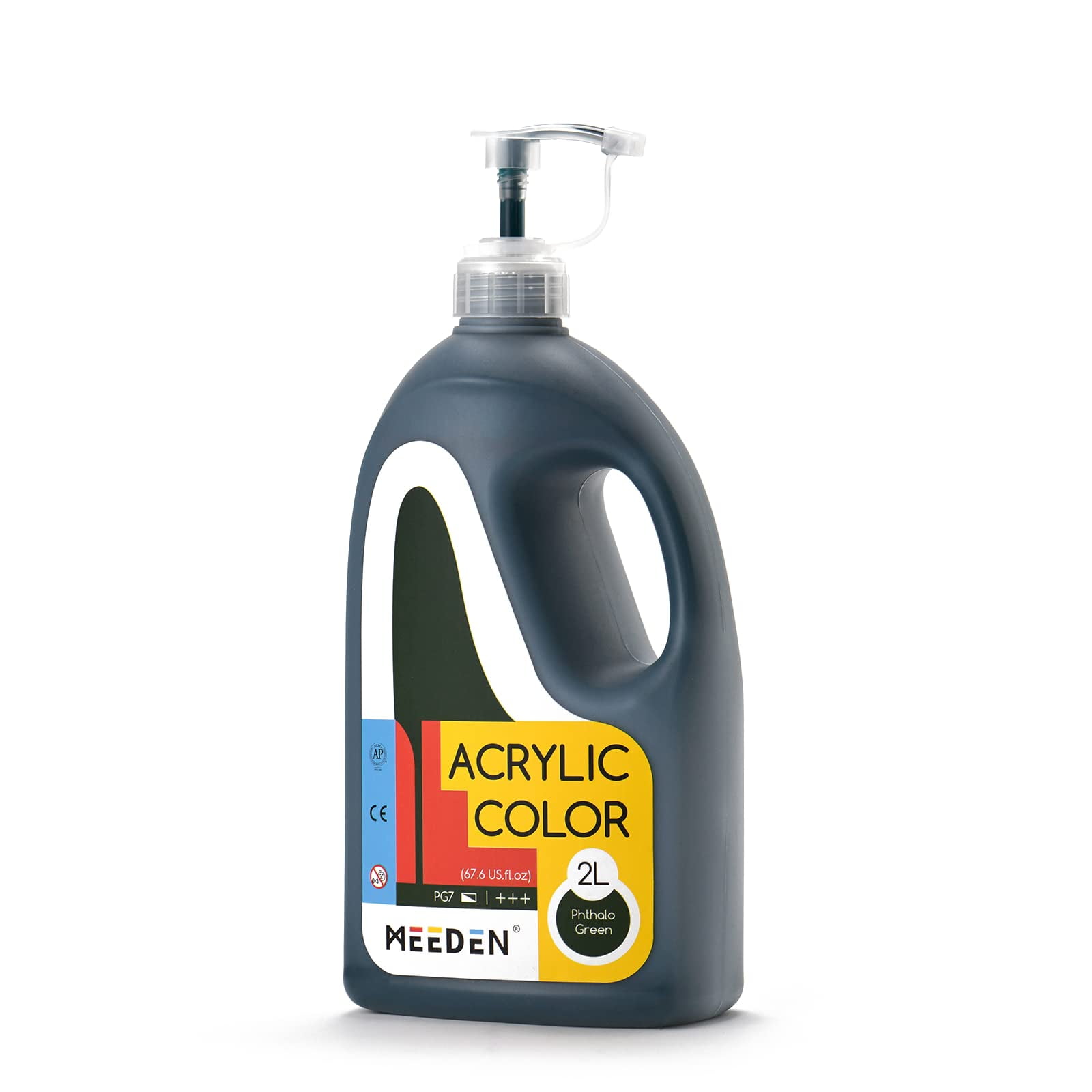 MEEDEN Phthalo Green Acrylic Paint, 2L /67 oz Large Acrylic Craft Paint, Heavy Body Acrylic Paint for Pour Painting, Half Gallon