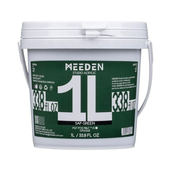 MEEDEN Sap Green Acrylic Paint, Heavy Body Acrylic Paint, Extra-Large 1 L /33.8 oz Non-Toxic Acrylic Paint, Studio Professional Artist Acrylic Paint for Adults Painting on Canvas, Wall, Wood, Stone
