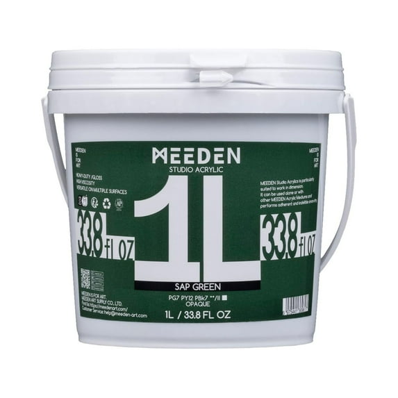 MEEDEN Sap Green Acrylic Paint, Heavy Body Acrylic Paint, Extra-Large 1 L /33.8 oz Non-Toxic Acrylic Paint, Studio Professional Artist Acrylic Paint for Adults Painting on Canvas, Wall, Wood, Stone
