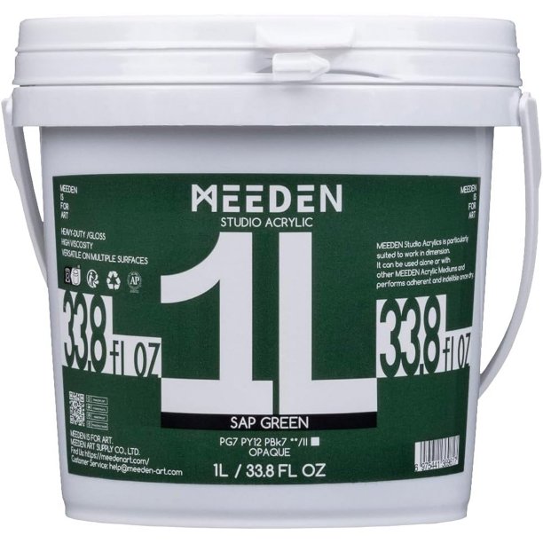 MEEDEN Sap Green Acrylic Paint, Heavy Body, Gloss Finish, ExtraLarge 1