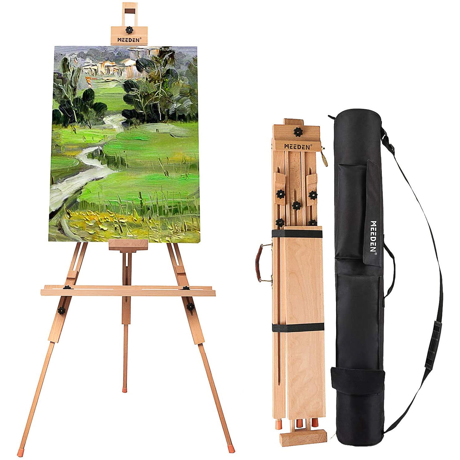 MEEDEN Easel Stand for Display, 64 inch Wooden Tripod Artist Floor Easel for Wedding Sign, Display Easel Stand for Posters, Signs, Pictures, Walnut