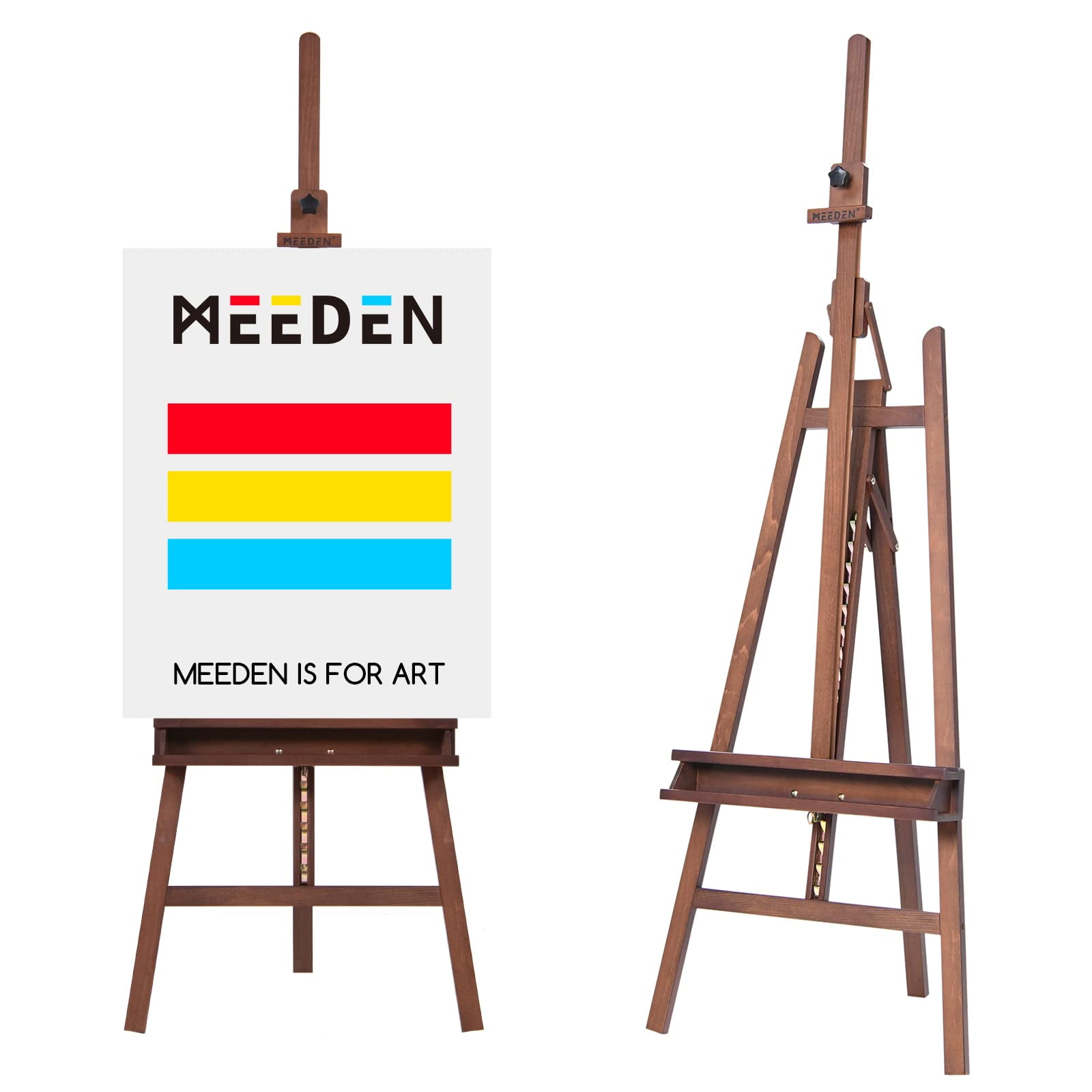 MEEDEN Wooden Easel Stand for Painting, Studio Easel with Artist Tray, Beech Wood Art Easel for Adults, Holds Canvas up to 48", Walnut