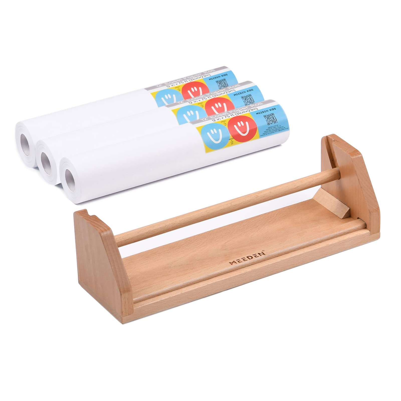 MEEDEN Wooden Tabletop Easel Paper Roll Dispenser with 3 Paper Rolls