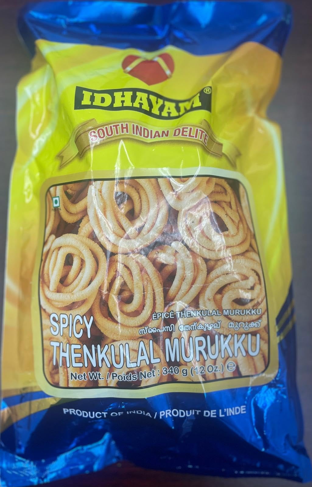 MEENAKSHI OVERSEAS LLC Idhayam MMF7 Spicy Thenkulal Murukku 340 GMS