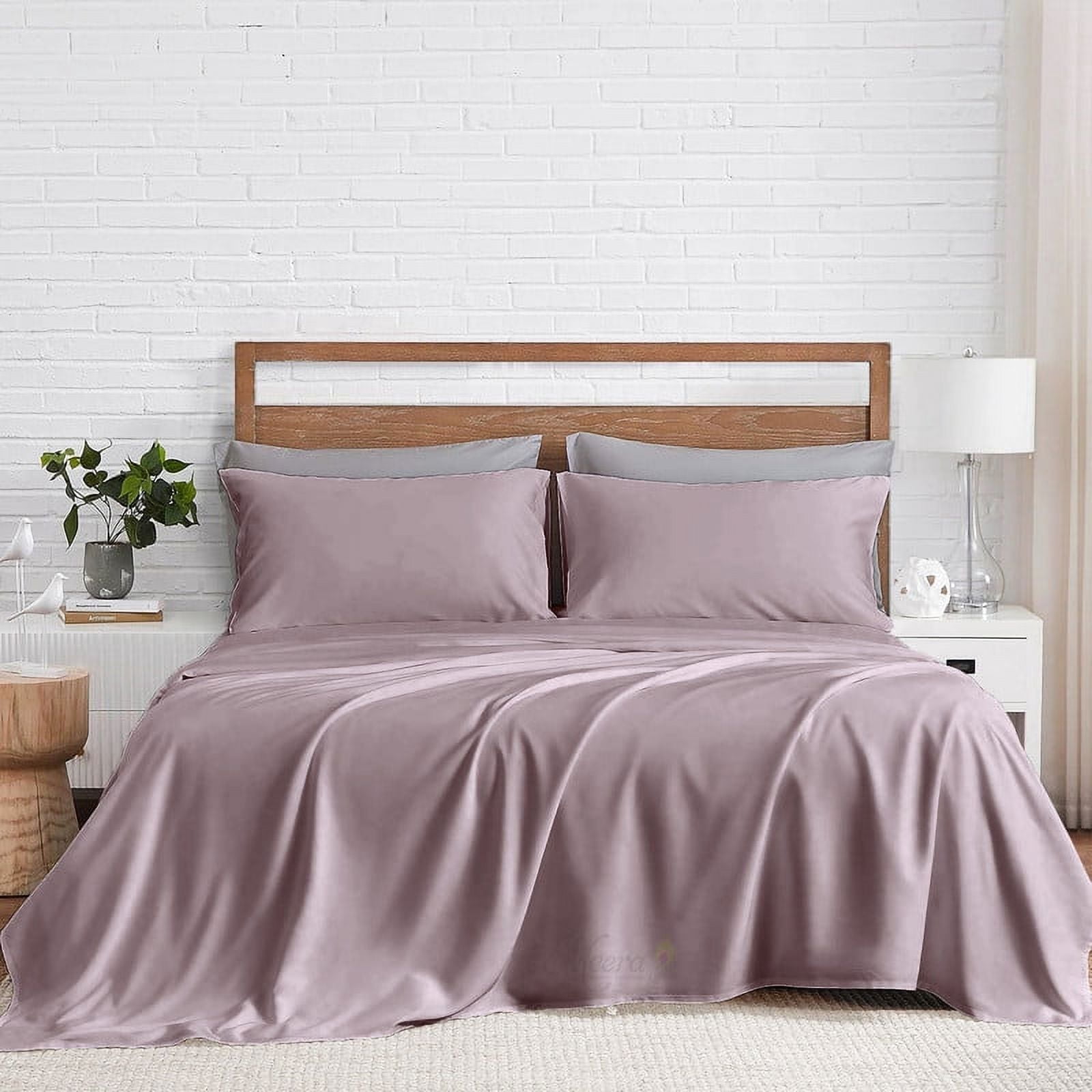 MEERA BEDDING & UNIFORMS Bamboo Bed Sheet with or without Fitted Sheet/ Moisture Wicking, Cooling, Breathable-Queen Size Bed Sheet