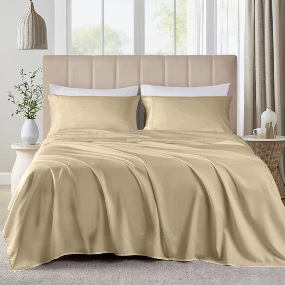 MEERA BEDDING & UNIFORMS Extra Soft Bamboo Bed Sheet 1 flat, 2 pillowcase, Moisture Wicking, Cooling, Breathable-King Size Bed Sheet