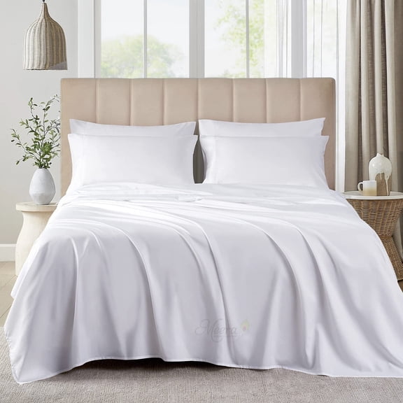 MEERA BEDDING & UNIFORMS Extra Soft Bamboo Bed Sheet 1 flat, 2 pillowcase, Moisture Wicking, Cooling, Breathable-King Size Bed Sheet