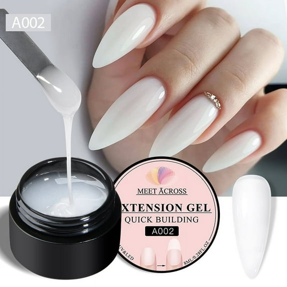 MEET ACROSS 10ml Clear Solid Nail Tips Gel Non Stick Hand Nail Art Semi Permanent Extension Carving Flower UV Nail Gel Polish