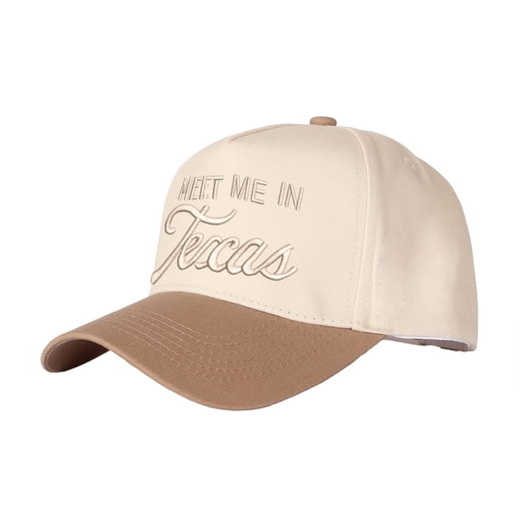 MEET ME IN Texas Letter Embroidered Color Block Trucker Hat Unisex Adjustable Cotton Breathable Fashion Cap for Travel Daily Wear