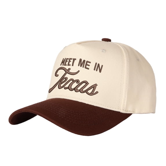 MEET ME IN Texas Letter Embroidered Color Block Trucker Hat Unisex Adjustable Cotton Breathable Fashion Cap for Travel Daily Wear