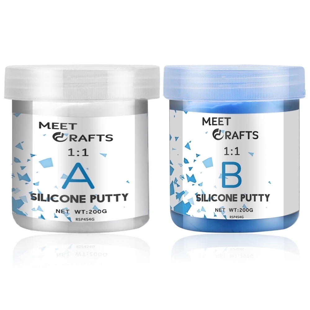 MEETCRAFTS Silicone Putty Mold Making Kit, Easy 1:1 Mixing Ratio for Reusable Silicone Molds, Resin Molds, Soap-400G