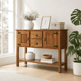 thumbnail image 1 of MEETFAV Kitchen Sideboard Storage Buffet Cabinet with 2 Drawers & 4 Doors Adjustable Shelves for Dining Room, Living Room, Brown, 1 of 6