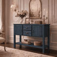thumbnail image 1 of MEETFAV Kitchen Sideboard Storage Buffet Cabinet with 2 Drawers for Dining Room, Living Room, Navy Blue, 1 of 8