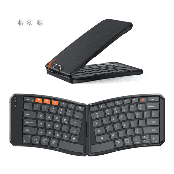 MEETION K9880 Foldable Bluetooth Keyboard, Ergonomic Split Portable Wireless Keyboard for Travel, Tablet, Laptop