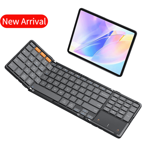 MEETION Foldable Bluetooth Keyboard with Touchpad & Number Pad, Wireless Folding Keyboard, Portable for Travel, Rechargeable