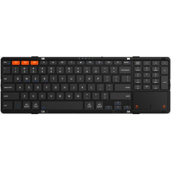 MEETION Foldable Bluetooth Keyboard with Touchpad & Number Pad, Wireless Folding Keyboard, Portable for Travel, Rechargeable