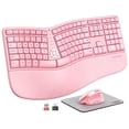 thumbnail image 1 of MEETION Pink Wireless Ergonomic Keyboard and Mouse, Split Arch Keyboard with Cushioned Wrist Palm Rest, Wireless Vertical Mouse, Rechargeable Full Size, for Windows/Mac/Computer/Laptop, 1 of 9