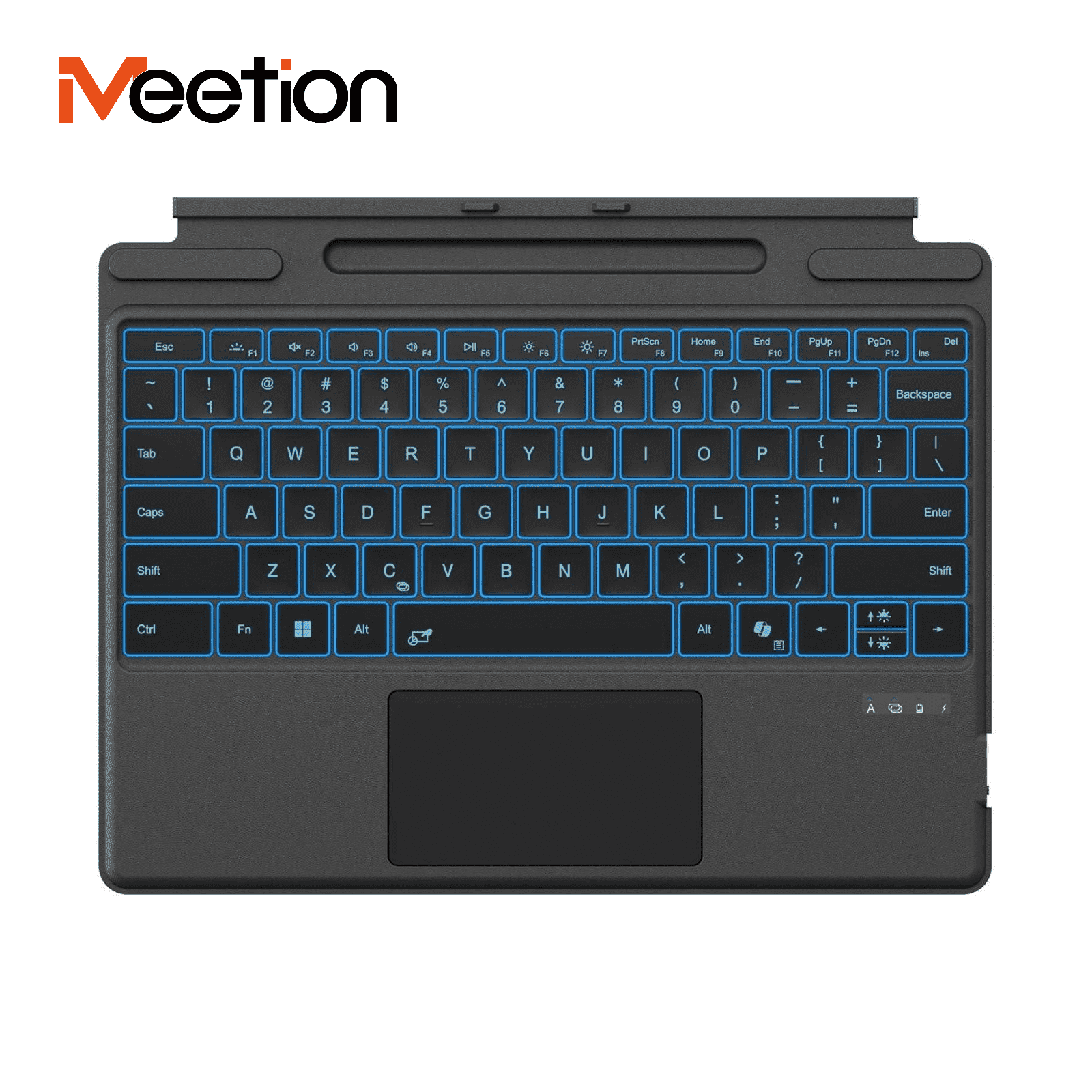 Meetion Surface Pro Keyboard, 7-Color Backlit, Detachable Bluetooth, Trackpad & Pen Slot, Rechargeable