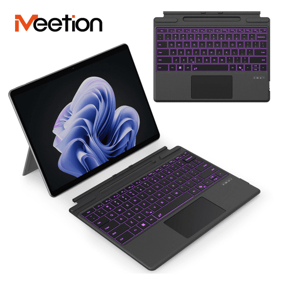 Meetion K1200 Backlit Keys Bluetooth Standard Keyboard with Accessories Included, Black