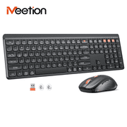 Meetion Wireless Keyboard & Mouse Combo, 2.4G/Dual Bluetooth, Silent Full-Size, Multi-Device for Win/Mac