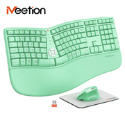 Meetion Green Ergonomic Keyboard and Mouse, Split Design with Vertical Mouse, Rechargeable for Win/Mac