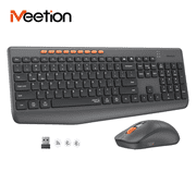 Meetion Wireless Keyboard and Mouse Combo, Silent Full Size, Dual Bluetooth & 2.4G, for Win/Mac - Black