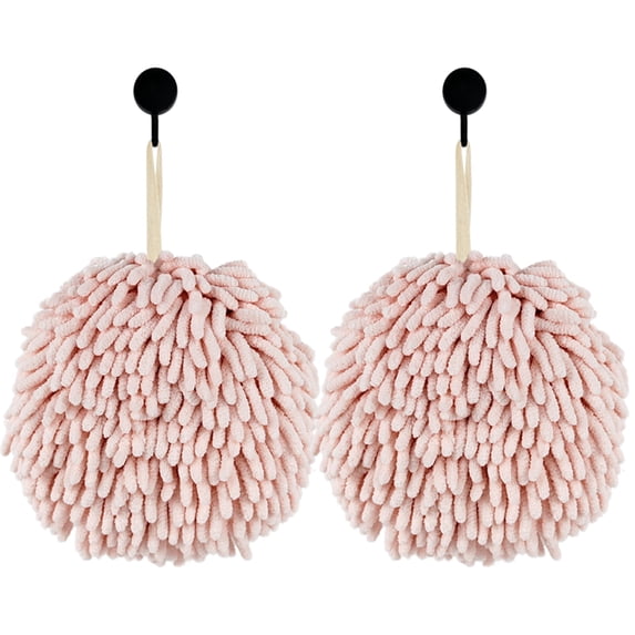 MEETSWEET Chenille Quick-Drying Towels & Hand Towels, 2-Piece Set, Pink