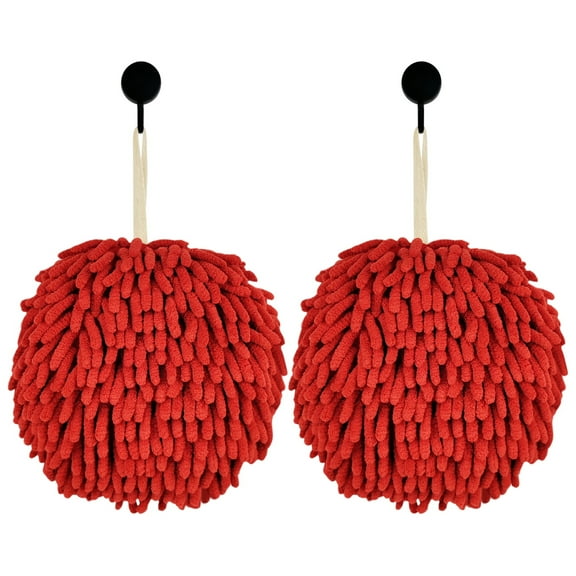 MEETSWEET Chenille Quick Drying Towels and Hand Towels, 2 Pieces, Red