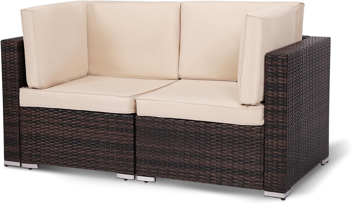 MEETWARM 2-Piece Outdoor Sectional Rattan Patio Furniture Set, All