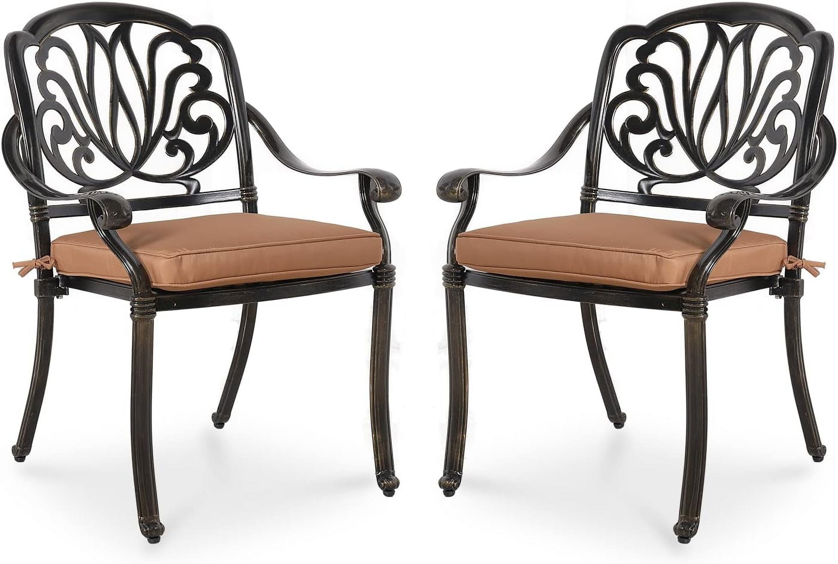 Set of 2 Patio Dining Chairs with Removable Padded Cushions-18 Inches