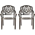 thumbnail image 1 of MEETWARM 2 Piece Patio Dining Chairs, Outdoor All-Weather Cast Aluminum Chairs, Patio Bistro Dining Chair Set of 2 for Garden Deck Backyard, Dark Bronze, 1 of 7