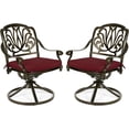 thumbnail image 1 of MEETWARM 2 Piece Patio Dinning Swivel Chairs Rocker, Outdoor All-Weather Cast Aluminum Chairs, Patio Bistro Dining Chair Set with Cushions for Garden Deck Backyard, Chili Red, 1 of 7