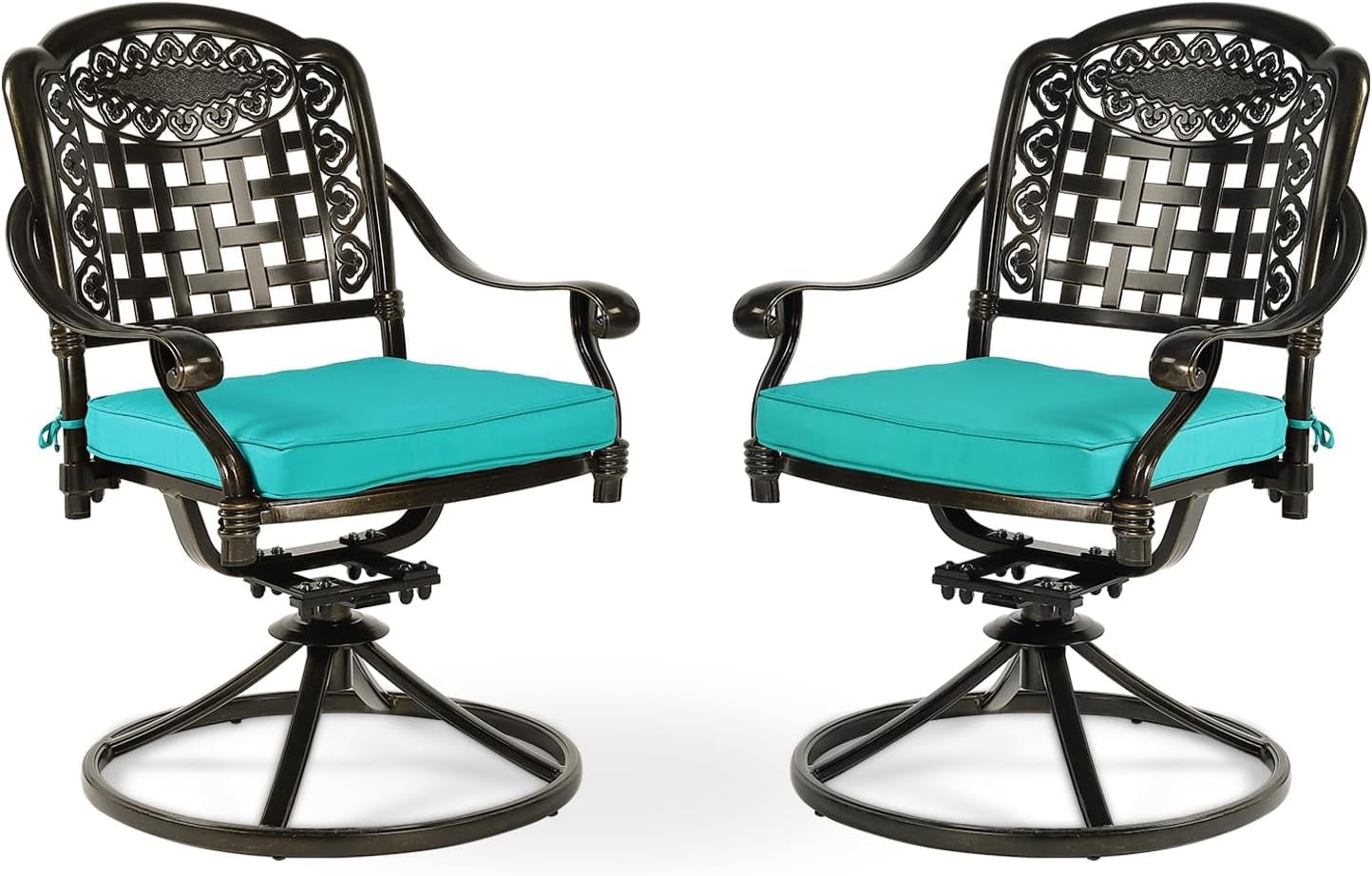 Ocean Blue Cast Aluminum Outdoor Dining Armchair with Cushions