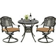 thumbnail image 1 of MEETWARM 3-Piece Outdoor Patio Dining Set, All-Weather Cast Aluminum Patio Conversation Set with 2 Cushions Swivel Rocker Chairs and 31" Round Table for Backyard Garden Deck, 2.2" Umbrella Hole, 1 of 7