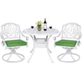 thumbnail image 1 of MEETWARM 3-Piece Outdoor Patio Dining Set, All-Weather Cast Aluminum Patio Conversation Set for Backyard Garden with 2 Cushions Swivel Rocker Chairs and 35.4" Round Table, 2.2" Umbrella Hole, White, 1 of 7