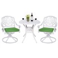 thumbnail image 1 of MEETWARM 3-Piece Outdoor Patio Dining Set, All-Weather Cast Aluminum Patio Conversation Set for Backyard Garden Deck with 2 Cushions Swivel Rocker Chairs and 31" Round Table, 2" Umbrella Hole, White, 1 of 7