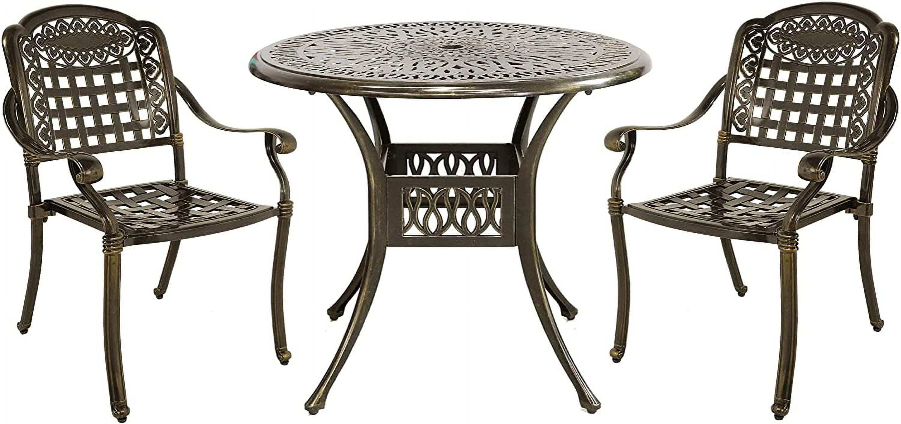 Dark Bronze 2-Person Round Cast Aluminum Outdoor Dining Set