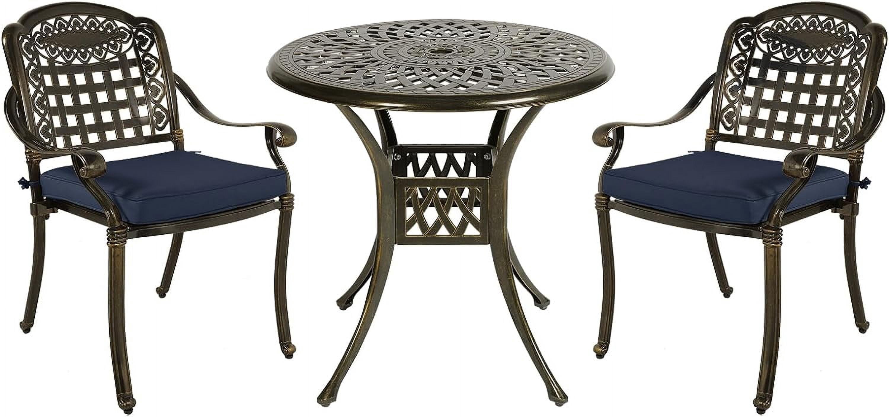 MEETWARM 3 Piece Patio Bistro Set, Outdoor All-Weather Cast Aluminum ...