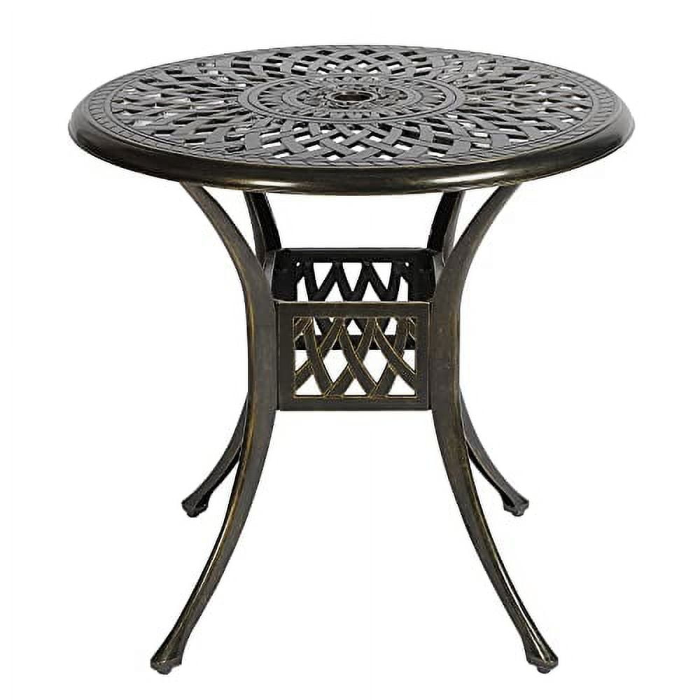 MEETWARM 31" Round Patio Bistro Table, Outdoor Cast Aluminum Small ...
