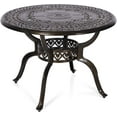 thumbnail image 1 of MEETWARM 38.5" Round Patio Dinning Table, Outdoor Cast Aluminum Dinning Table with 2" Umbrella Hole, Dark Bronze, 1 of 7