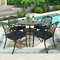 thumbnail image 1 of MEETWARM 5 Piece Outdoor Furniture Patio Dining Set, All-Weather Cast Aluminum Patio Table and Chairs Set- 4 Cushioned Chairs, 1 Round Dining Table with Umbrella Hole for Backyard, Navy Blue, 1 of 8